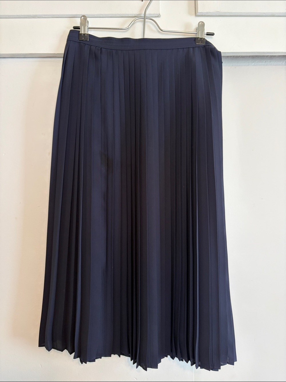 J. Crew Navy Pleated Midi Skirt size 6